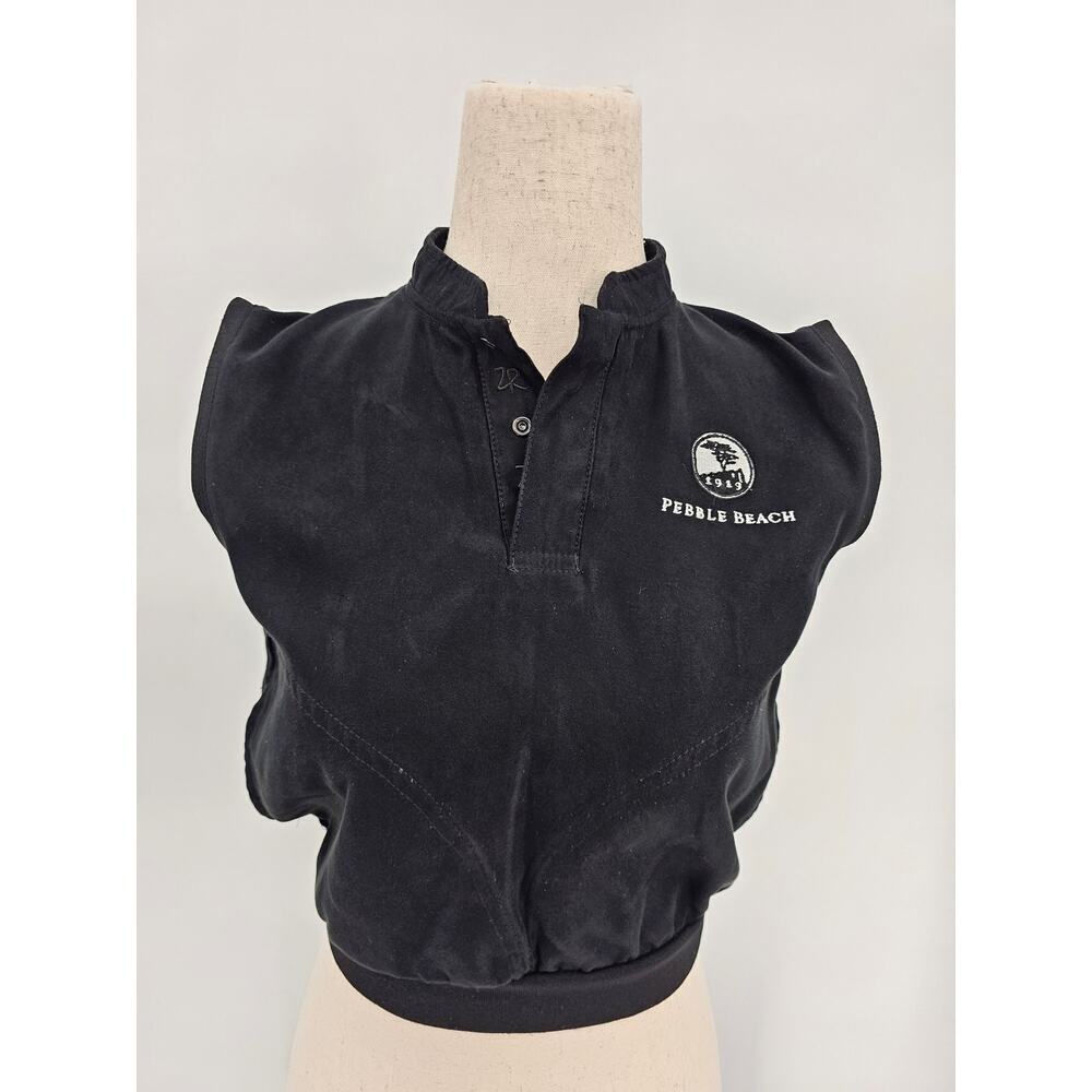 Vtg Zero Restrictions Womens Size S Black Pebble Beach Golf Vest